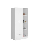 Depot E-Shop Toccoa Armoire with 1-Drawer and 4-Tier Open Shelves, White