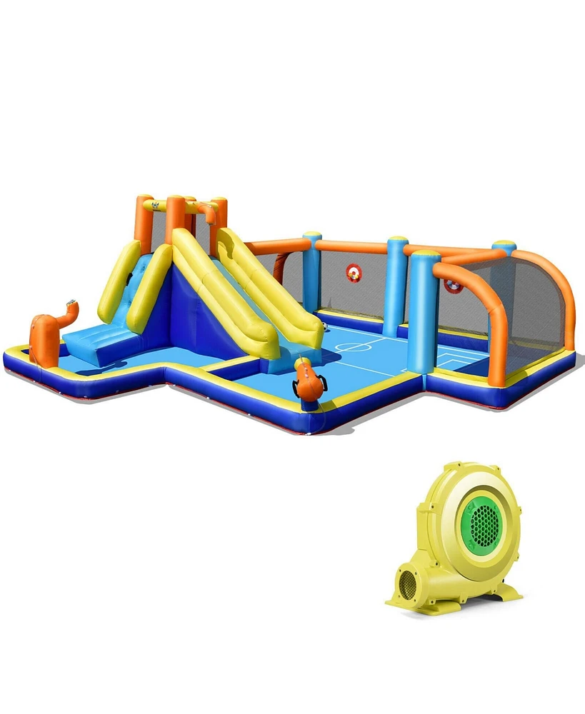 Gouun Giant Soccer-Themed Inflatable Water Slide with 735W Blower