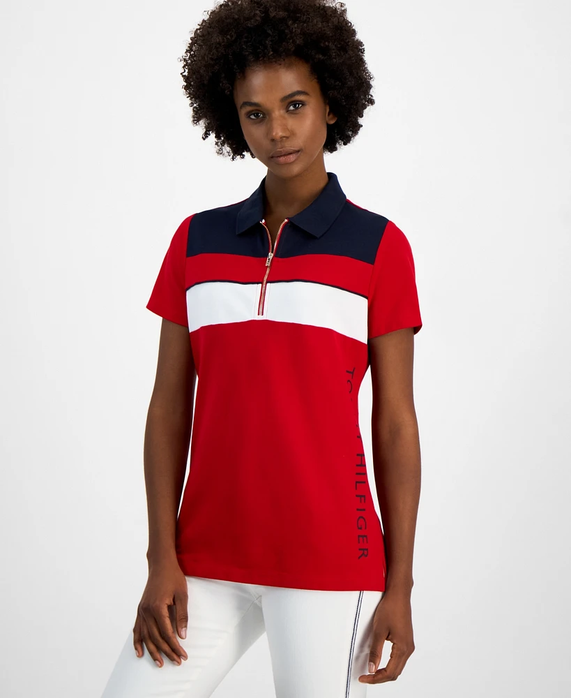 Tommy Hilfiger Women's Colorblocked Zip Polo Shirt