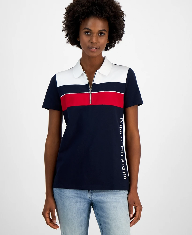 Tommy Hilfiger Women's Colorblocked Zip Polo Shirt