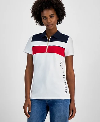 Tommy Hilfiger Women's Colorblocked Zip Polo Shirt