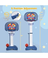 Gouun 4-In-1 Adjustable Kids Basketball Hoop with Ring Toss Sticky Ball