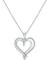 Diamond Heart 18" Pendant Necklace (1/10 ct. t.w.) in 10k White Gold