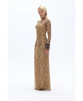 Nocturne Women's Leopard Print Long Sleeve Dress - Multi