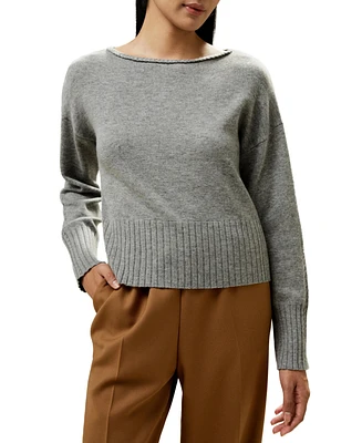 Braided Collar Wool and Cashmere Blend Sweater for Women