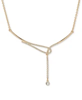 Dkny Gold-Tone Crystal Pave & Polished Looped Lariat Necklace, 16" + 3" extender