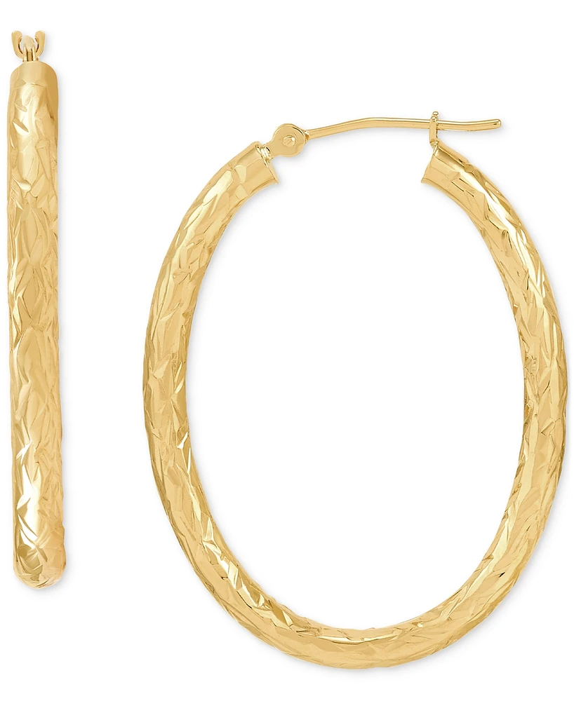 Medium Polished Tube Hoop Earrings in 14k Yellow Gold, 1-3/8"