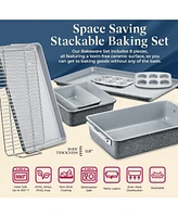 Bakken 8-Piece Stackable Bakeware Set - Ceramic Non-Stick Coating, Baking Sheets, Assorted Baking Pans, Ptfe, Pfoa & Pfos Free