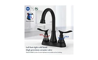 Slickblue Bathroom Faucet with Pop-Up Drain & Supply Hoses, 2-Handle 360-Degree High Arc Swivel Spout, 6-Inch Centerset Vanity Sink Faucet