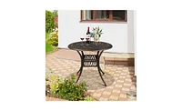 Slickblue Round Top Courtyard Cast Aluminum Table – Bronze