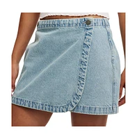 Cotton On Women's Wrapped Denim Mini Skirt