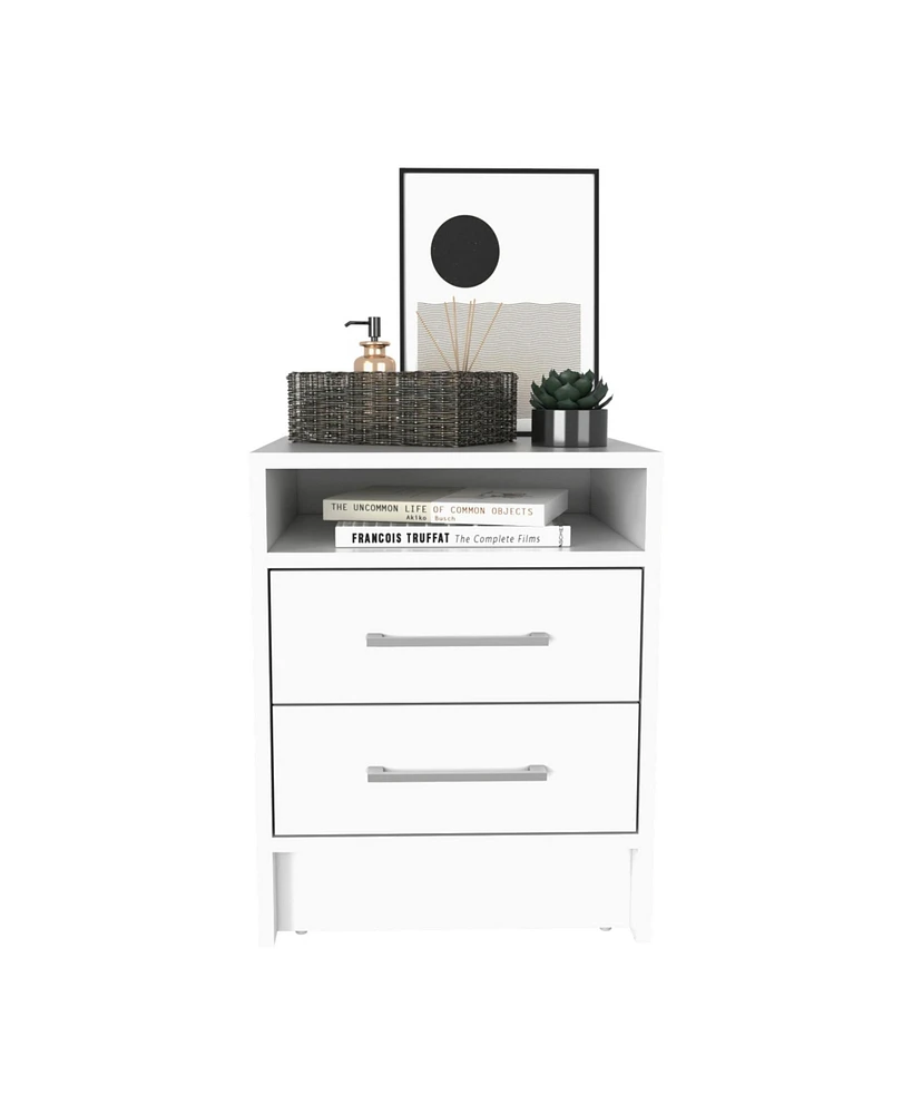 Depot E-Shop Leyva Nightstand with 2 Drawers and 1 Shelf, White