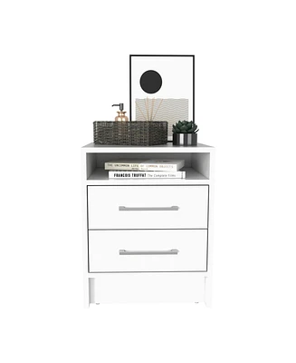 Depot E-Shop Leyva Nightstand with 2 Drawers and 1 Shelf, White