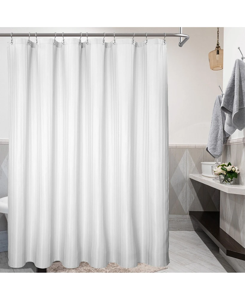 Awesome Home Classic StripeTone on Tone Woven Waterproof Shower Curtain, White, 72"X72"