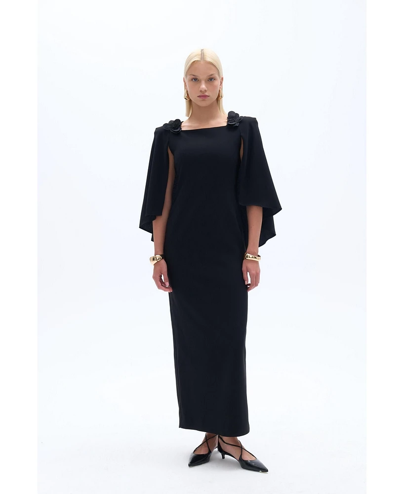 Nocturne Women's Cape Sleeve Maxi Dress