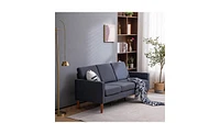 Slickblue Dark Grey Modular Sofa, Linen Upholstery with Solid Wood Frame and Legs, 3-Seater