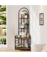 Slickblue 4-Tier Corner Bookshelf, Modern Style, Plant Stand with Metal Frame