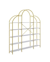 Slickblue 74.8-Inch 5-Tier Office Bookcase with Gold X-Bar Frame