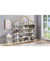 Slickblue 74.8-Inch 5-Tier Office Bookcase with Gold X-Bar Frame