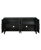 Slickblue Black Storage Cabinet With Carved Door Design