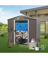 Slickblue 8ft x 4ft Outdoor Metal Storage Shed – Durable Garden Storage Solution