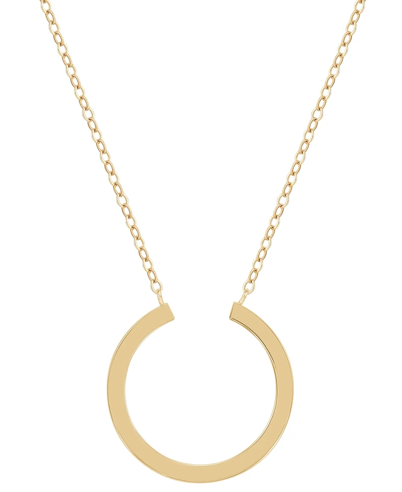 Polished Tube Horseshoe Inspired 18" Pendant Necklace in 10k Gold