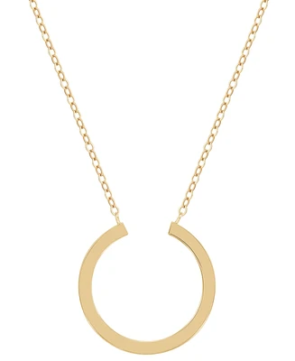 Polished Tube Horseshoe Inspired 18" Pendant Necklace in 10k Gold