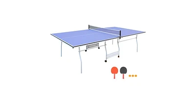 Slickblue 9FT Portable & Foldable Table Tennis Table Set – Mid-Size Ping Pong Table for Indoor/Outdoor Games