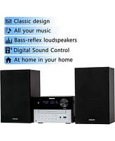 Philips Stereo Shelf System Cd Player with Bluetooth, Usb & Aux Input, Rich Sound & Bass, Fm Radio, Lcd Display, Remote Control, Sleek Design