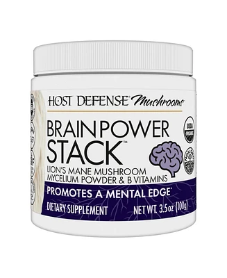 Host Defense BrainPower Stack Powder - Targeted Brain Support Supplement - Powder Mushroom Supplement with Lion's Mane, Niacin (B3) & Vitamin B12