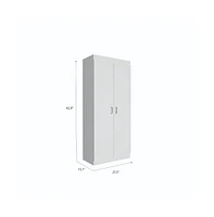 Chad Pantry Double Door Cabinet, Five Shelves,Three Interior Door Shelves, White