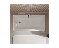 gaomon 60 Inch Acrylic Rectangular Alcove Soaking Bathtub, Rectangle 60-Inch x -Inch Alcove Bath with Integral Apron
