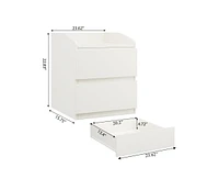 gaomon Nightstand with Drawers Bedside Table White End Table Modern Bed Side Table 2 Drawers Night Stand Drom Side Table Curved with Handle Free Desig