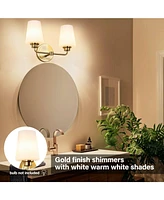 Flynama 2-Light White Plus Gold Bathroom Vanity Light with Shade