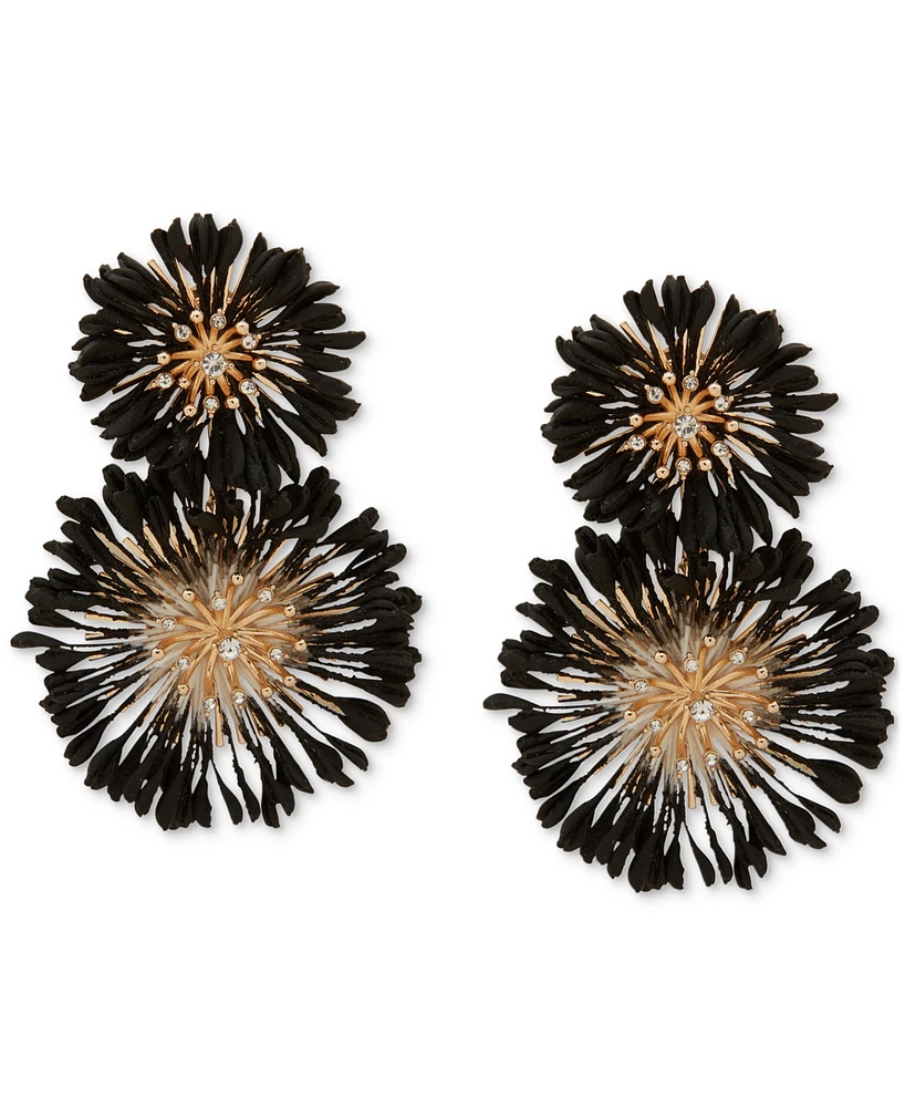 lonna & lilly Gold-Tone Black Large Flower Drop Earrings