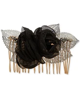 lonna & lilly Gold-Tone Black Stone Flower Hair Comb