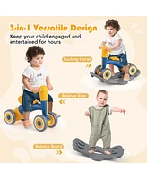 Hongge 3 in 1 Rocking Horse with Detachable Balance Board and Seat-Navy