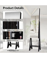 Sugift Freestanding Jewelry Cabinet Armoire Organizer with Bevel Edge Mirror