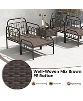 Sugift 5 Piece Patio Conversation Set with Ottomans and Coffee Table