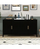 Slickblue Accent Storage Cabinet with Metal Handles - Wooden Sideboard for Hallway, Entryway, and Living Room