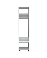 Cordova Armoire with 3 Shelves, 1 Mirror, and 4 Wheels, White