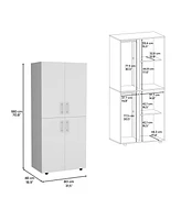 Depot E-Shop Hazel Armoire Wardrove 70" H, Double Doors, 6 Shelves, 2 Hanging Rods, White