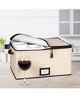 Florida Brands Wine Glass Storage Box with Dividers and 5"W cells - Holds 12 Wine Glasses up to 10" Tall