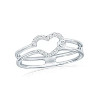 Simona Sterling Silver Open Cz Heart Ring