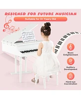 Hongge 30-Key Kids Piano Keyboard Toy with Bench Piano Lid and Music Rack