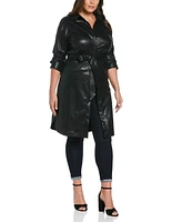 Ella Rafaella Plus Faux Leather Long Sleeve Shirtdress