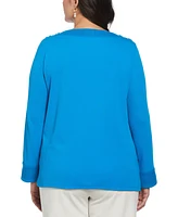 Rafaella Plus Laced Boatneck Long Sleeve Top