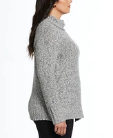 Rafaella Plus Size Boucle Asymmetrical Button Sweater