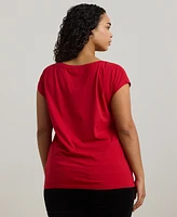 Lauren Ralph Lauren Plus Size Beaded-Crest Cotton Tee