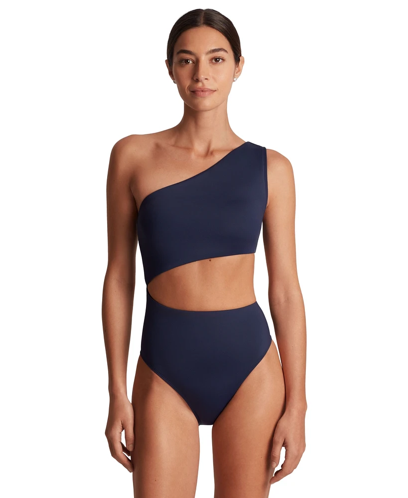 Lauren Ralph Women's Cutout One-Shoulder One-Piece Swimsuit